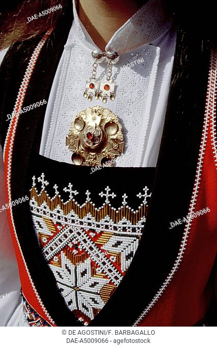 Traditional female costume, Lillehammer, Oppland county, Norway. Detail