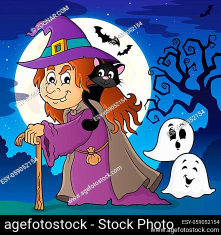 Witch with cat topic image 2 - picture illustration