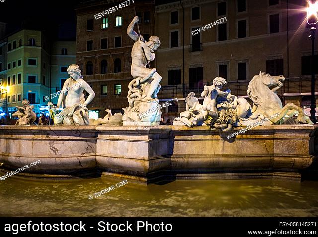 Piazza Navona is a square in Rome, Italy. It is built on the site of the Stadium of Domitian, built in 1st century AD. Fountain of the Moor or Fontana del Moro