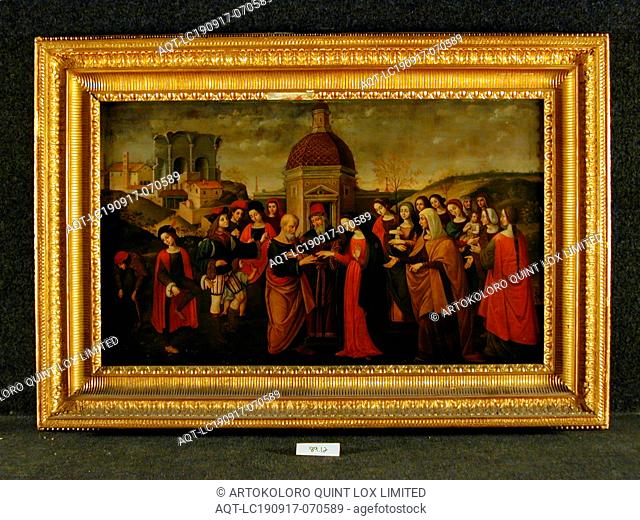 Monaldus da Corneto, Italian, The Marriage of the Virgin, early 16th Century, oil on canvas, Unframed: 24 1/2 × 40 3/8 inches (62.2 × 102.6 cm)