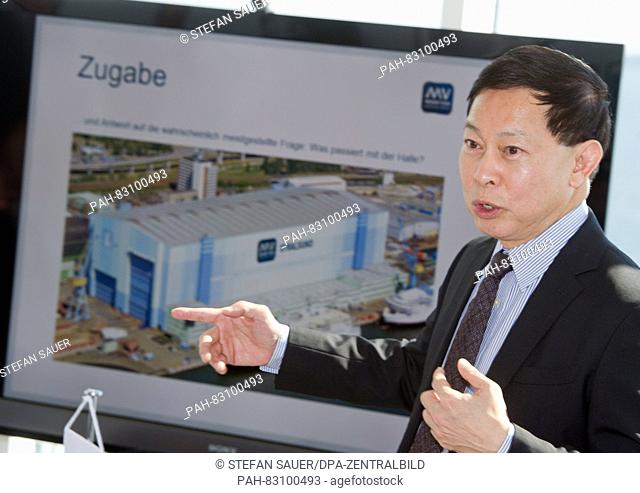 Colin Aum, chairman at Genting Hong Kong, stands on the premises of the shipyard in Stralsund, Germany, 26 August 2016. The shipyard corporation MV Werften...