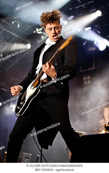 Guitarist Nicholaus Arson of the Swedish band The Hives performing live at the Heitere Open Air festival in Zofingen, Switzerland, Europe