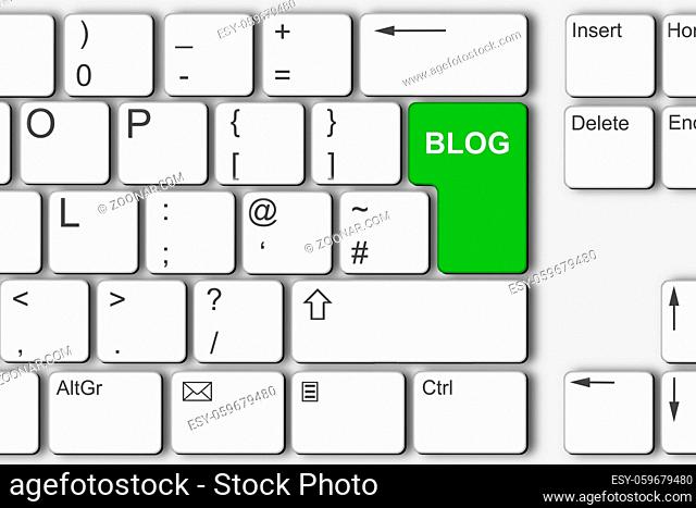 A Blog concept PC computer keyboard 3d illustration green