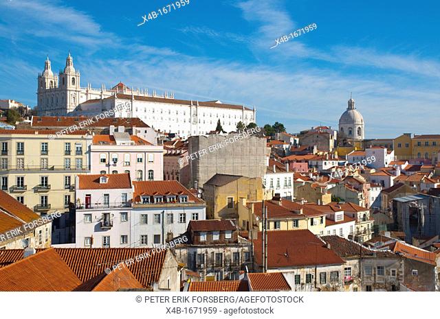 Alfama district with Sao Vicente de Fora church central Lisbon Portugal Europe