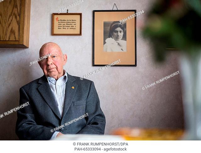 89-year-old Lothar Wassum sits beneath a portrait of his mother in his house in Michelstadt, Germany, 22 January 2016. He was 17 years old when the Nazis killed...