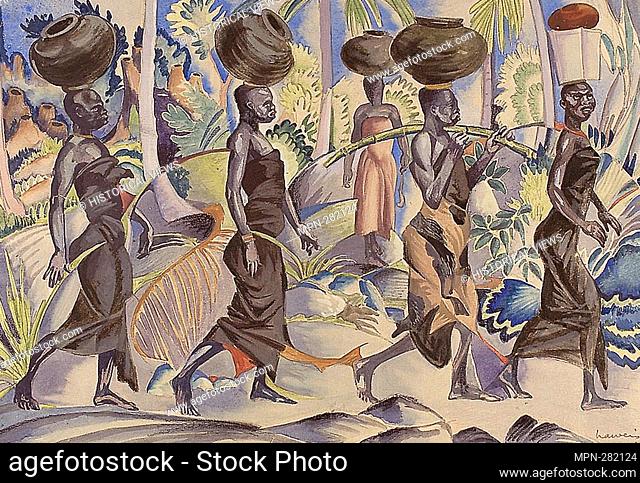 Author: Stephen Haweis. Wanguru Water Carriers - Stephen Haweis English, b. 1878, active 1911-1926. Watercolor and gouache, with black crayon, over graphite