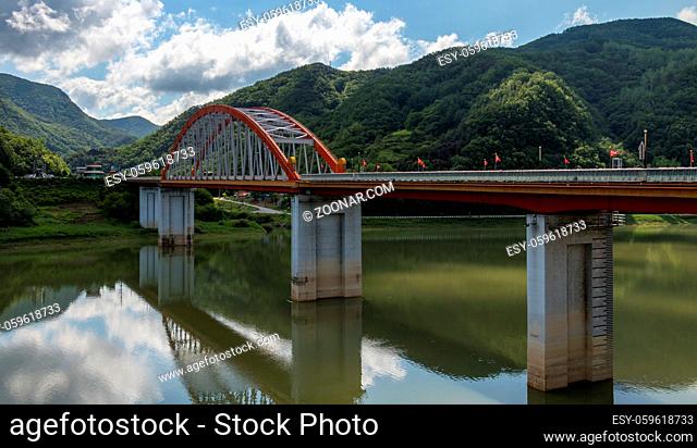Panorama view on large Danyang Bow Bridge. Danyang, North Chungcheong, South Korea