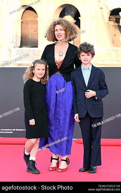 Ginevra Elkann, Marella, Pietro attends the 'Fast X' film premiere, the tenth film in the Fast & Furious Saga, at Colosseum in Rome, Italy, May 12, 2023