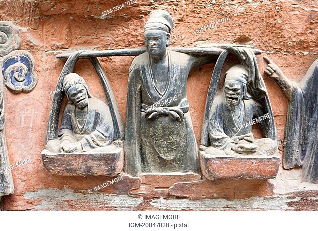 Stone Carving, Stories Of Filial Piety, The Dazu Rock Carvings, Chongqing, China