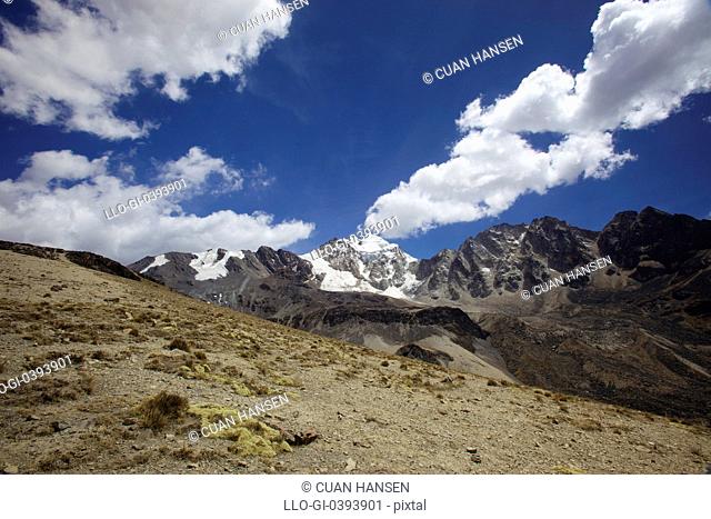 Cloud formations above the Cordillera Real peaks, Andes Mountains, Bolivia, South America