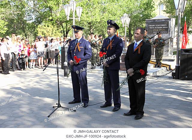 In the town of Baikonur, Kazakhstan, the Expedition 3132 backup crew participated in Victory Day celebration activities May 9