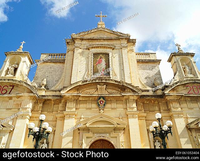 Facade of the Collegiate church of St. Paul in Rabat, Malta