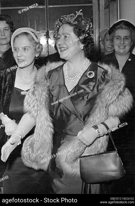 Queen Mother At Tea Party -- A Close-up of the smiling Queen Mother looking fit and well after her recent indisposition, seen upon her arrival at the Overseas...