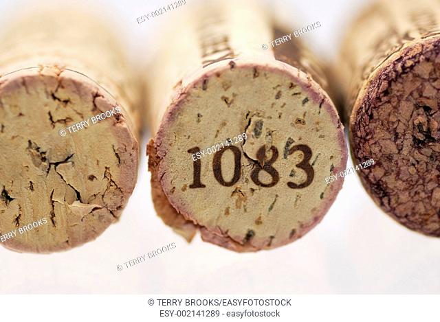 Simple studio shot of three wine corks  Focus on 1st cork, shallow DOF
