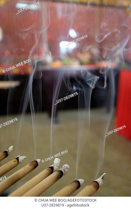 Incenses for The Sarawak Chai's Clan paying homage to the Chai's Clan ancestors at Kuching, Malaysia