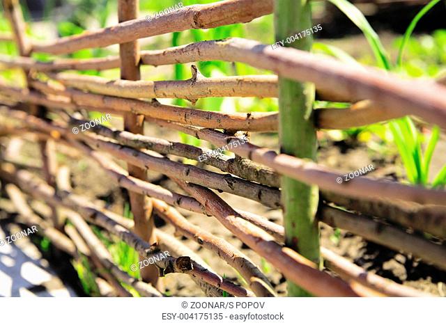Fence from wooden twigs