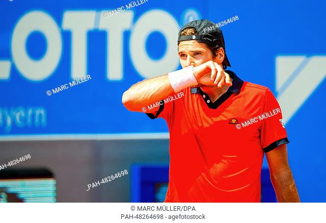 Germany's Tommy Haas in action during the round of sixteen match against Colombia's Alejandro Falla at the ATP Tour in Munich, Germany, 01 May 2014