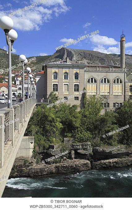 Bosnia and Herzegovina, Mostar, Town Baths, historic architecture, Neretva River