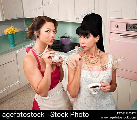 Happy Housewife with Friend