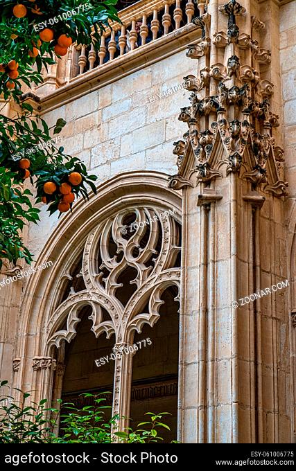 Gothic atrium of Monastery of San Juan de los Reyes in the Old city of Toledo, Spain, UNESCO World Heritage