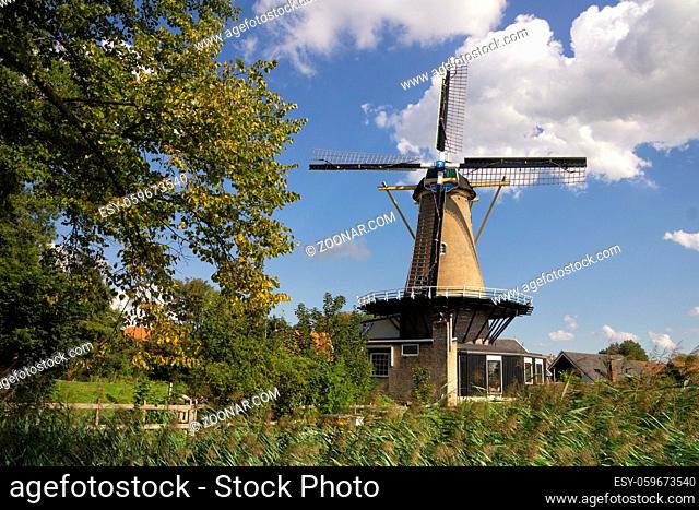 The windmill Bernissemolen in the village Geervliet close to Rotterdam