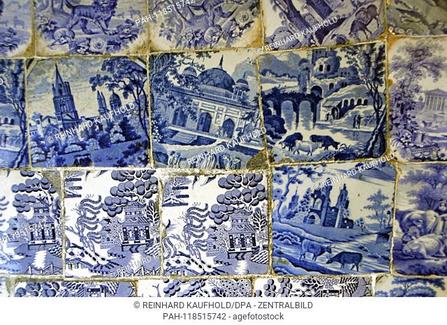 Delft porcelain tiles in the city palace ""Junagarh Fort"" (1588) in Bikaner in North India, recorded on 05.02.2019 | usage worldwide