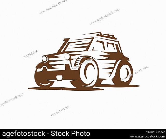 4x4 Off Road Car Illustration with Silhouette Style Vector