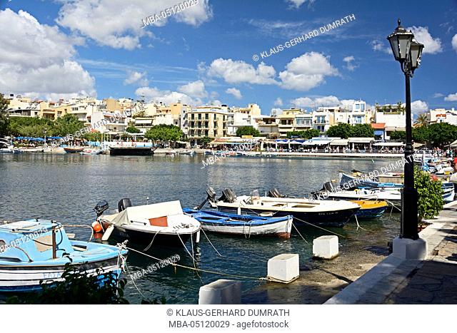 Crete, Agios Nikolaus, townscape at the lake