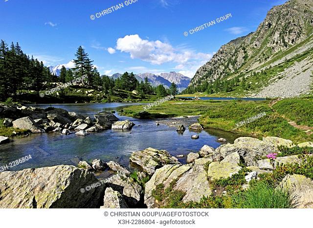 mountain lake Arpy, near La Thuile, Aosta Valley, Italy, Europe