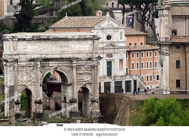 Italy, Rome. Roman Forum, Arch of Septimius Severus, Built in? ?203 AD