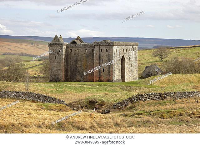 Hermitage Castle, Newcastleton, Roxburghshire, Scottish Borders, Scotland, built in the 14th and 15th centuries, located in the debatable lands between England...