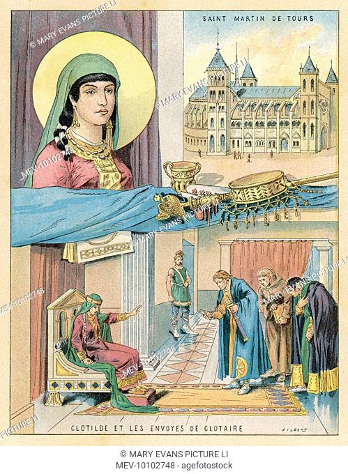 Burgundian princess, wife of Clovis, whom she converts to Christianity : but after his death she gives her assent to her son Clotaire's savage murder of rival...