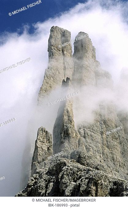 The Vajolet-towers at Rosengarten, Dolomites, Italy
