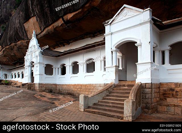 Dambulla cave temple also known as the Golden Temple of Dambulla. Dambulla is the largest and best-preserved cave temple complex in Sri Lanka