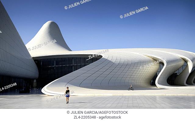 Heydar Aliyev cultural center futuristic monument designed by the architect Zaha Hadid. Azerbaijan, Baku. Model Released