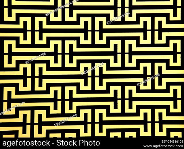 pattern of steel rod windows frame on yellow, close up