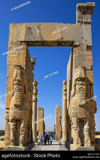 Gate of all countries with winged mixed creatures, Persepolis, Persepolis, Iran, Asia