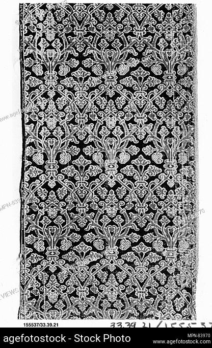 Piece. Date: 1550-99; Culture: Spanish; Medium: Silk; Dimensions: L. 44 1/4 x W. 16 inches (112.4 x 40.6 cm); Classification: Textiles-Velvets