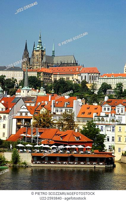 Czech Republic, Prague, Mala Strana Prague 1 District, View of Hradcany and the royal castle