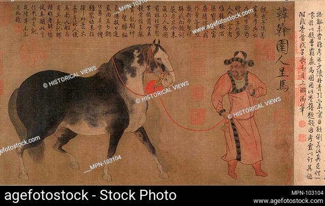 Stallion with Groom. Artist: Unidentified Artist; Artist: Copy after Han Gan (Chinese, active ca. 742-756); Calligrapher: Emperor Huizong (Chinese, 1082-1135; r