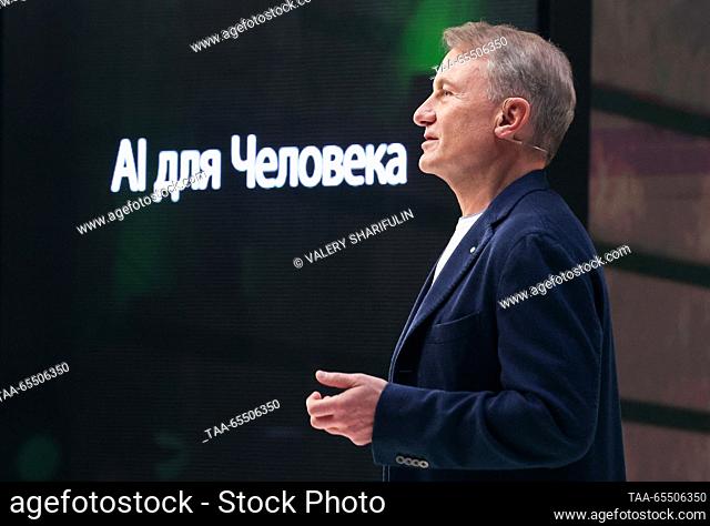 RUSSIA, MOSCOW - DECEMBER 6, 2023: Sberbank CEO and Executive Board Chairman Herman Gref is seen during an event marking Investor’s Day at Sber City in...