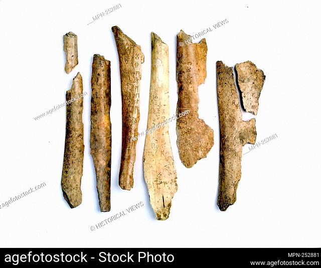 Oracle Bones (76 total) - Shang dynasty (about 1600–1046 BC) - China - Origin: China, Date: 13 BC–11 BC, Medium: Segments of turtle plastrons and bones of oxen;...