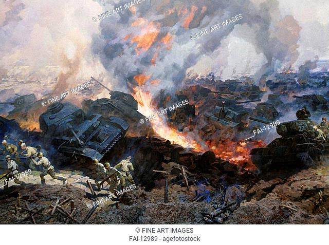 Battle of Kursk Panorama (Detail). But, Nikolai Yakovlevich (*1928). Oil on canvas. Soviet Art. 1986. Diorama of the Battle of Kursk, Belgorod