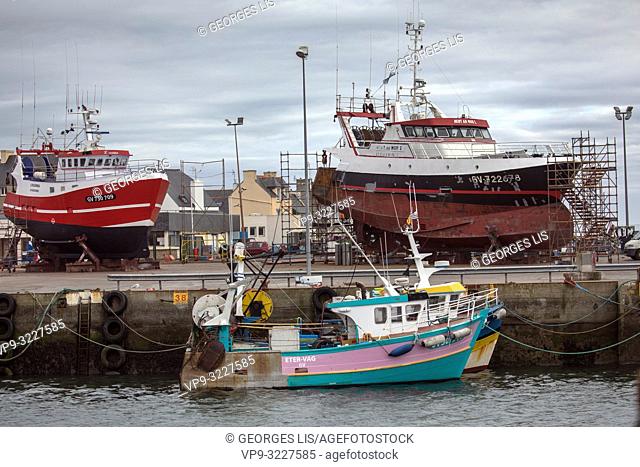 trawler fishing boats, Le Guilvinec port, Finistere, Bretagne, France