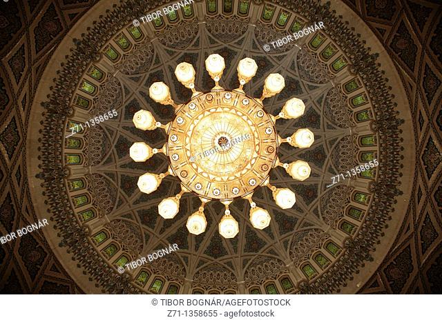 Oman, Muscat, Ghala, Sultan Qaboos Grand Mosque interior