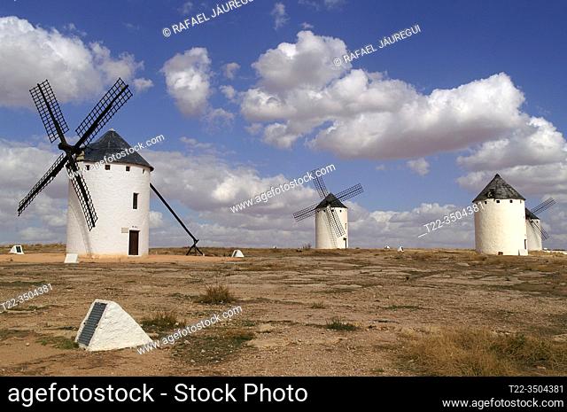 Campo de Criptana (Spain). Windmills next to the town of Campo de Criptana