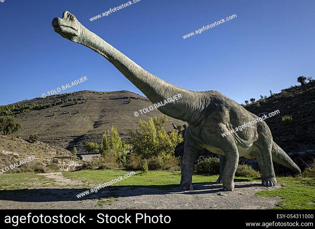 braquiosaurio, reproduccion a tamaño natural, Brachiosaurus altithorax, yacimiento de Valdecevillo, Enciso, La Rioja , Spain, Europe
