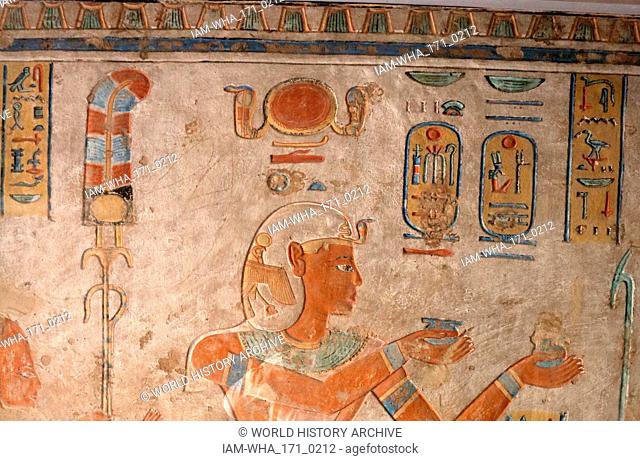Wall painting in the tomb of Prince Khaemweset (Khaemweset, Khaemwese or Khaemwaset); fourth son of Ramesses II, who was born c