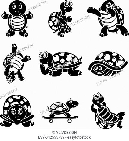 Happy turtle icons set. Simple illustration of 9 happy turtle vector icons  for web, Stock Vector, Vector And Low Budget Royalty Free Image. Pic.  ESY-042555739 | agefotostock