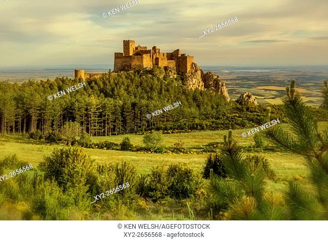 near Loarre, Huesca Province, Aragon, Spain. Loarre castle dating from the 11th-12th centuries. It has appeared in films, including Kingdom of Heaven